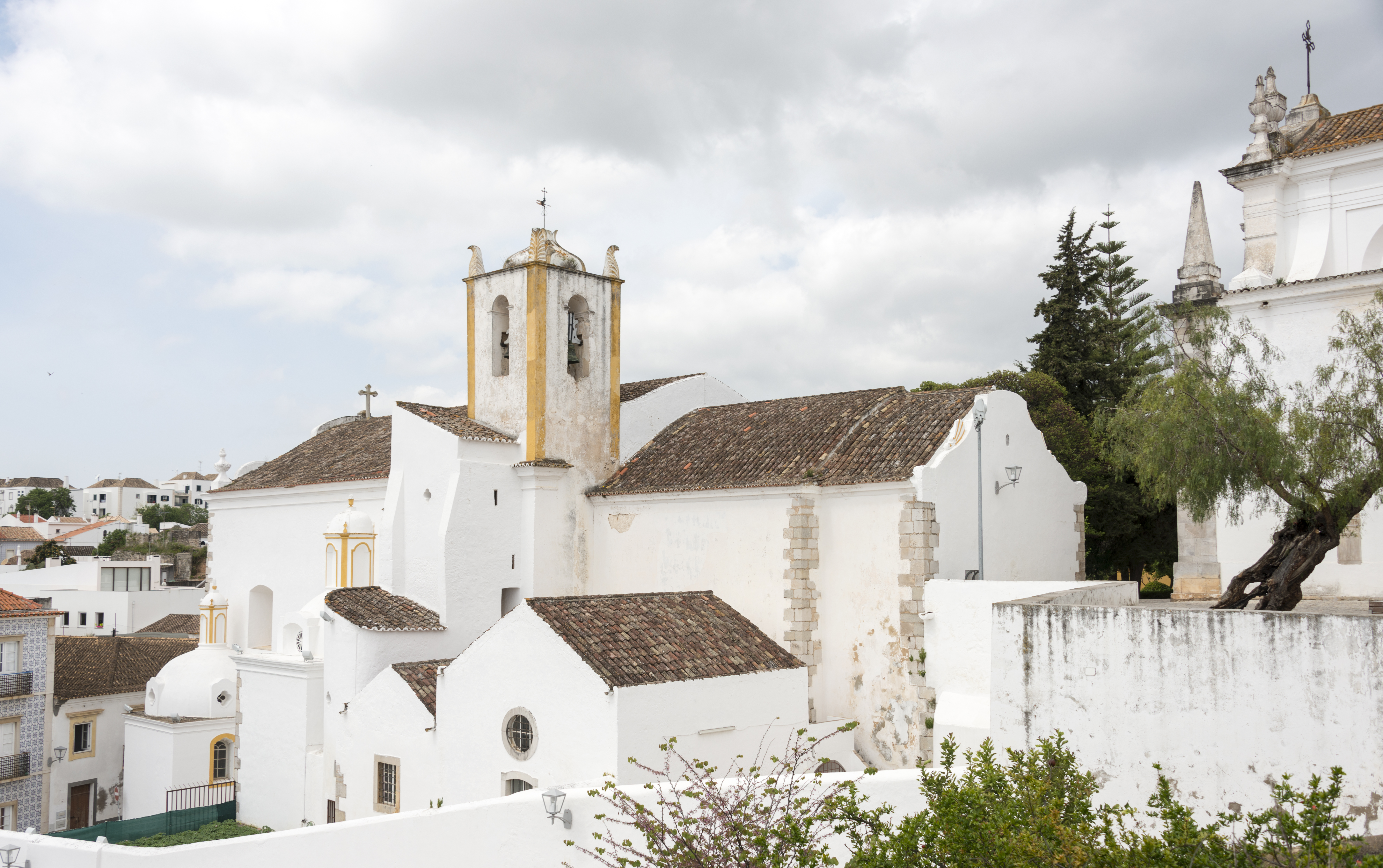 Historic white church in Tavira, Portugal